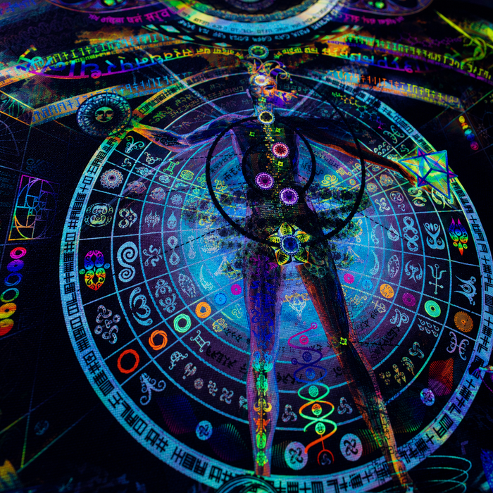 UV Active NEON Lycra Backdrop - Recursive Pantheism (UV Activated)
