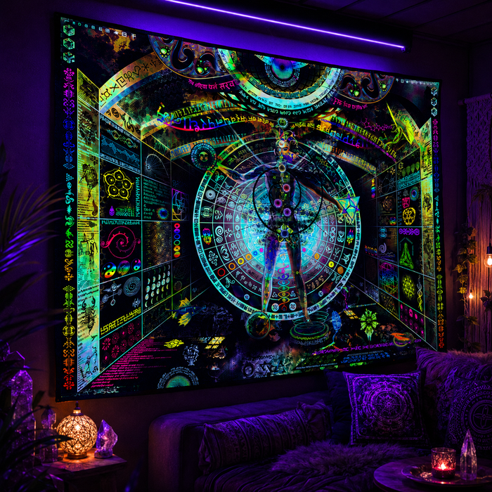UV Active NEON Lycra Backdrop - Recursive Pantheism (UV Activated)