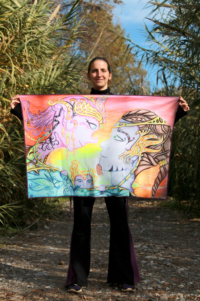 UV Active Neon Lycra Tapestry of "Love in Eslonia"