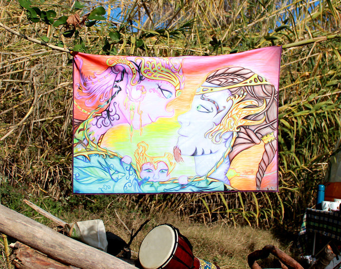 UV Active Neon Lycra Tapestry of "Love in Eslonia"