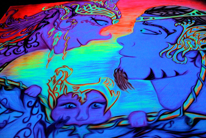 UV Active Neon Lycra Tapestry of "Love in Eslonia"