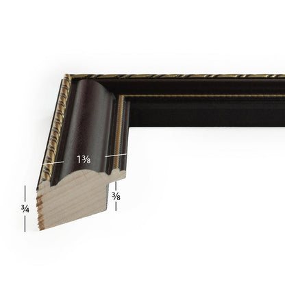 Victoria 1.375", Matted Ornate Black and Gold Picture Frame - 4 Piece Set