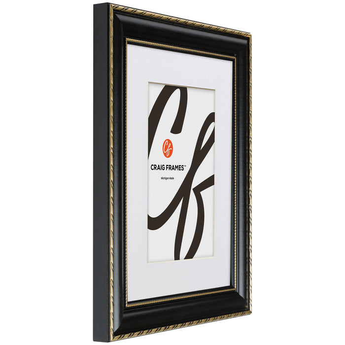 Victoria 1.375", Matted Ornate Black and Gold Picture Frame - 4 Piece Set