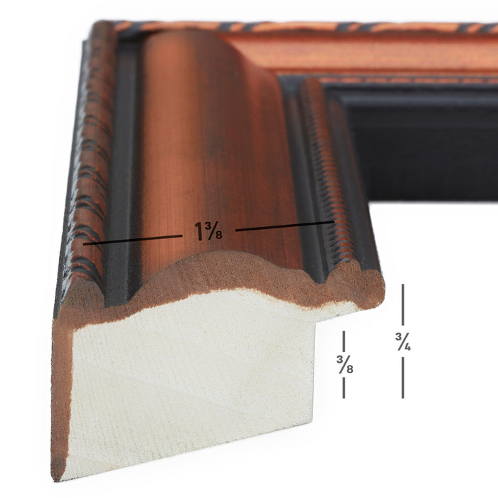 Victoria 1.375", Matted Ornate Copper Picture Frame - 4 Piece Set