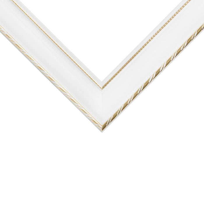 Victoria 1.375", Matted Ornate White and Gold Picture Frame - 4 Piece Set