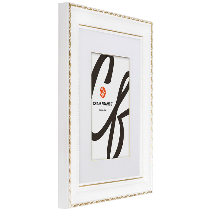 Victoria 1.375", Matted Ornate White and Gold Picture Frame - 4 Piece Set