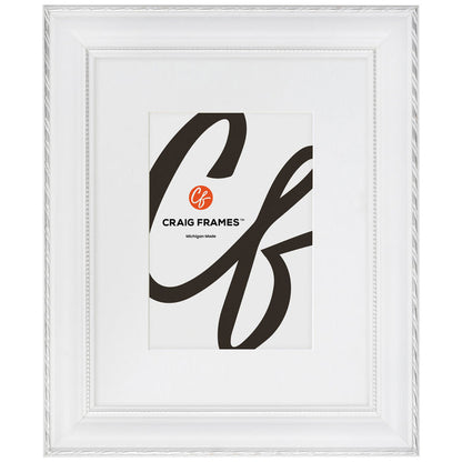 Victoria 1.375", Matted Ornate White and Silver Picture Frame - 4 Piece Set