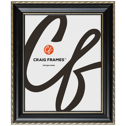 Victoria 1.375", Ornate Black and Gold Picture Frame - 4 Piece Set