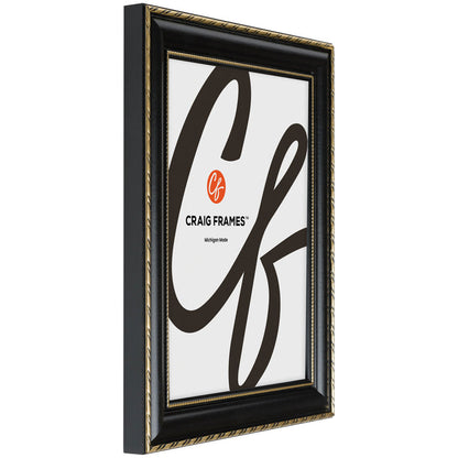Victoria 1.375", Ornate Black and Gold Picture Frame - 4 Piece Set