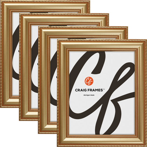 Victoria 1.375", Ornate Gold Picture Frame - 4 Piece Set