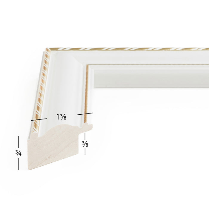 Victoria 1.375", Ornate White and Gold Picture Frame - 4 Piece Set