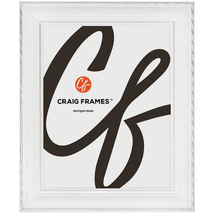 Victoria 1.375", Ornate White and Silver Picture Frame - 4 Piece Set