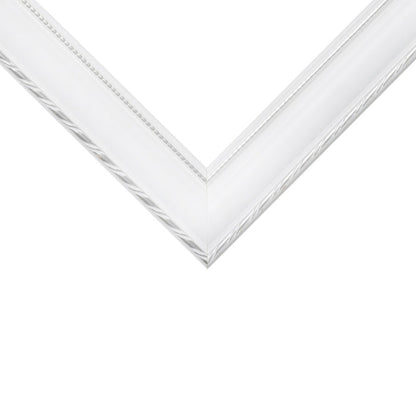 Victoria 1.375", Ornate White and Silver Picture Frame - 4 Piece Set