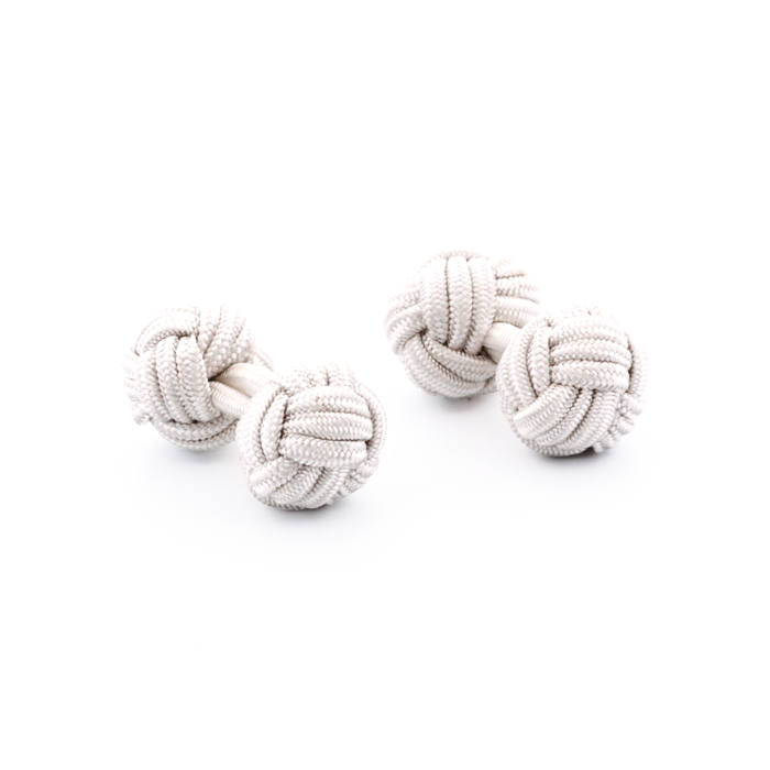 White Silk Knot Cufflinks