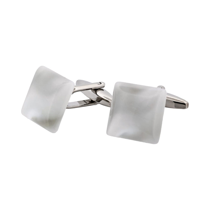 White Square Cat's Eye Cufflinks