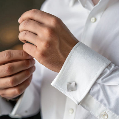 White Square Cat's Eye Cufflinks