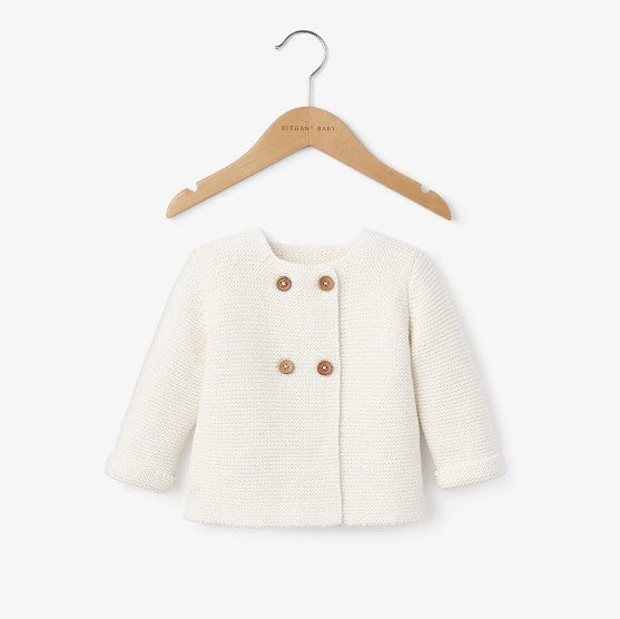 Whisper White Sofia + Finn Knit Baby Cardigan
